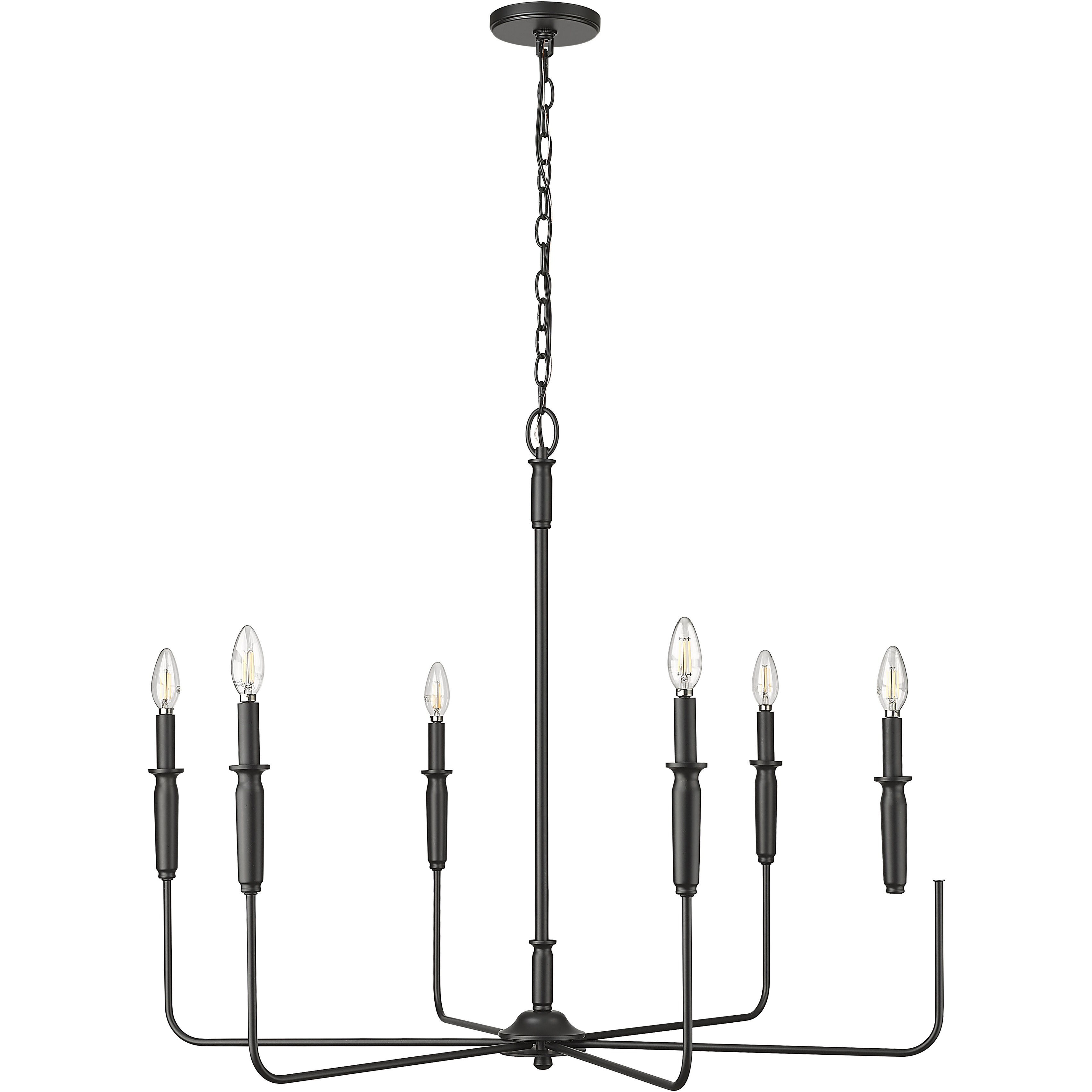 Savanne 6 Light 38 inch Matte Black Chandelier Ceiling Light